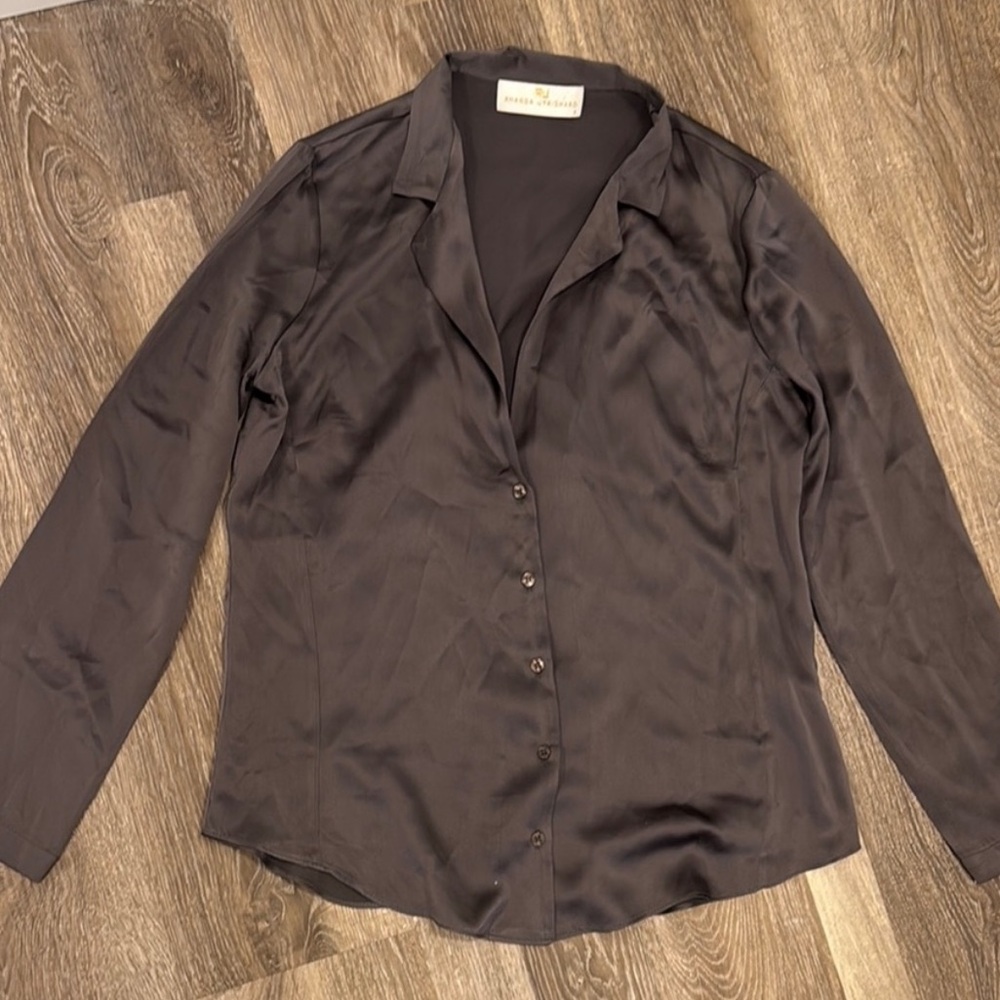 Revolve grey silk button down (Amanda Uprichard)